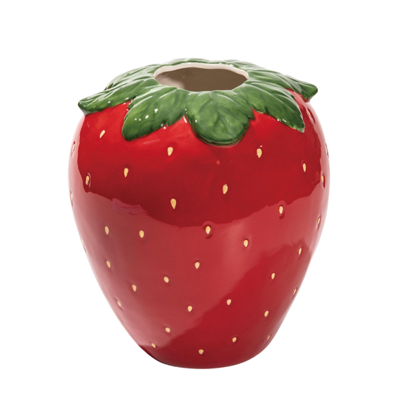 Dol Strawberry Ceramic Vase | Whimsical Floral Home Decor – Amber