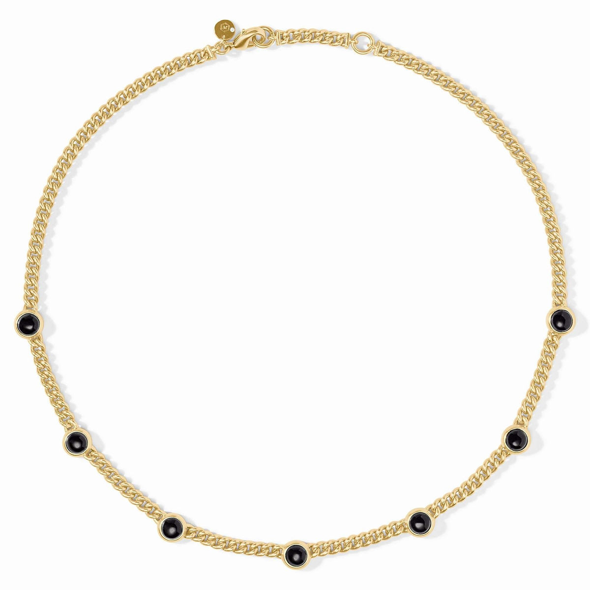 Adjustable Dolce Delicate Station Necklace in gold plate with imported glass stations