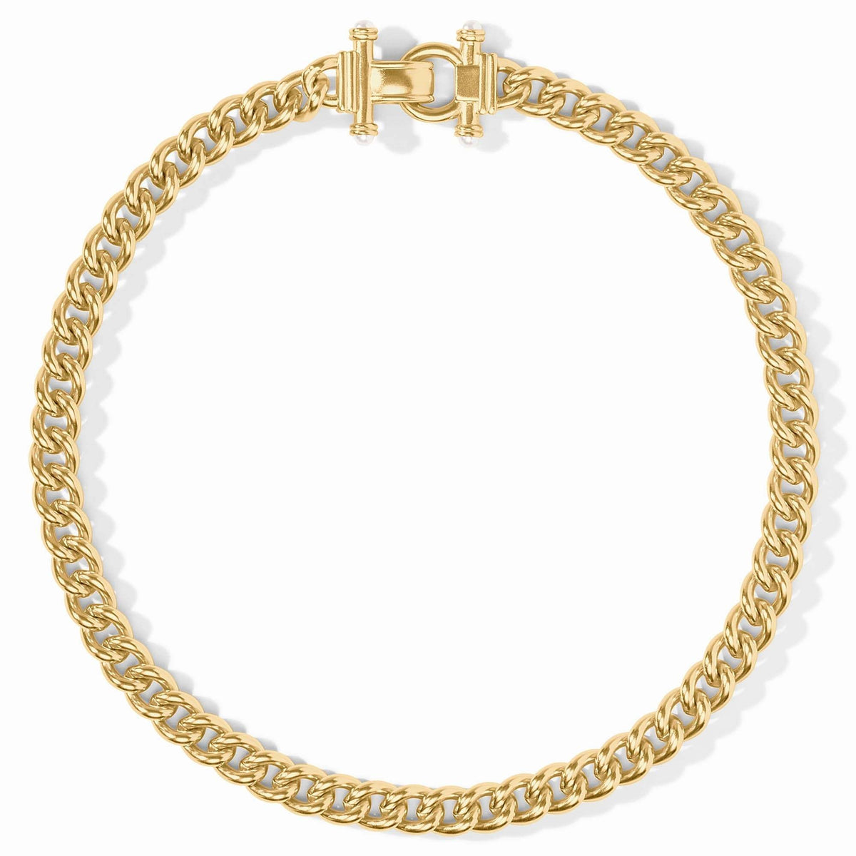 Dolce Demi Link Necklace in gold plate with glass pearl beads on an 18-inch chain.