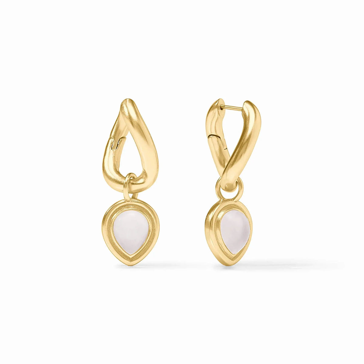 Dolce Hoop & Charm earring with iridescent clear crystal charm on gold plate