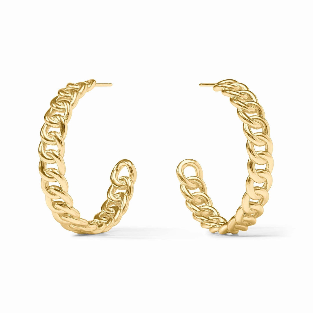 Large gold-plated hoop earring with post back