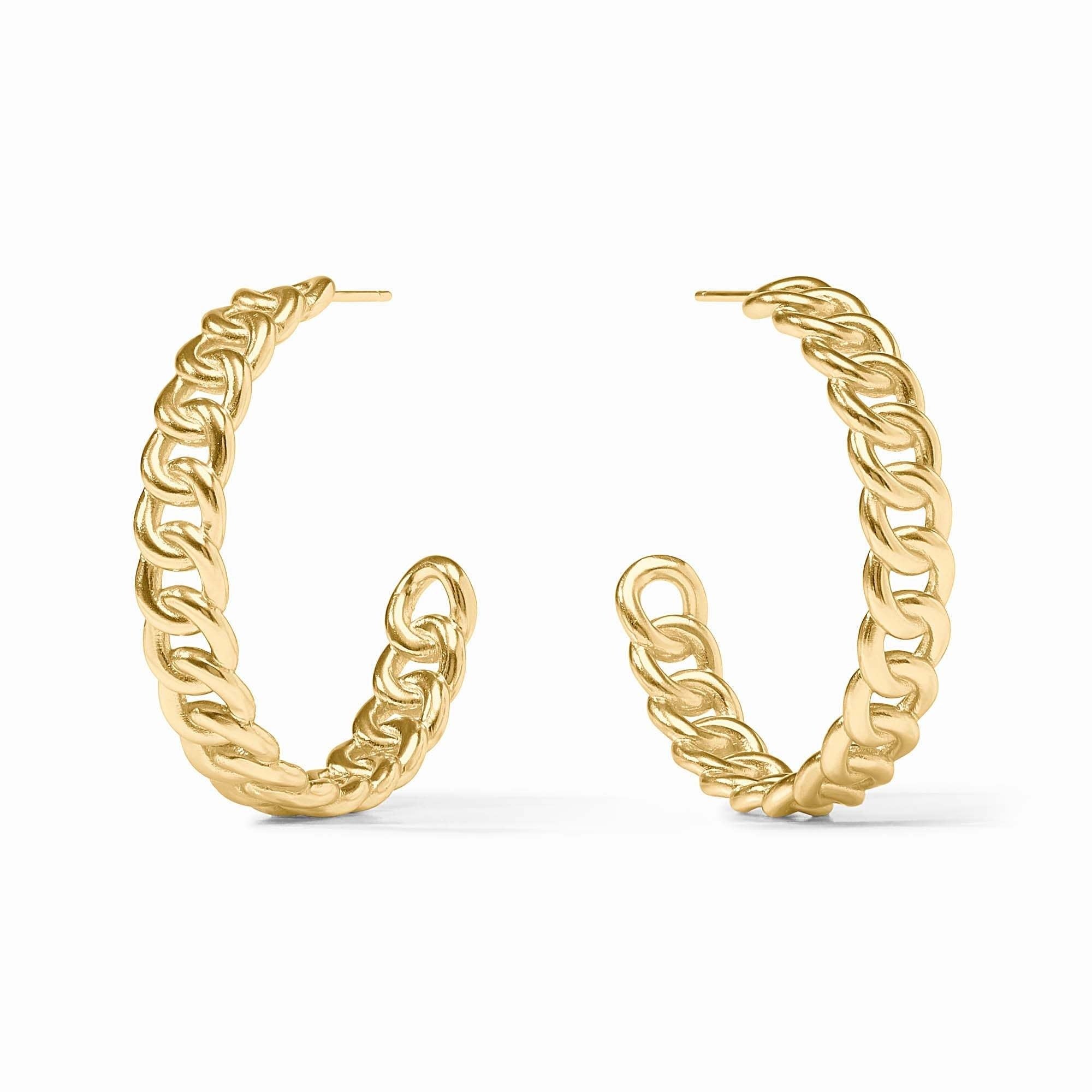 Large gold-plated hoop earring with post back