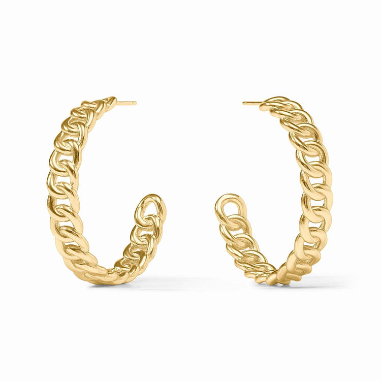 Large gold-plated hoop earring with post back