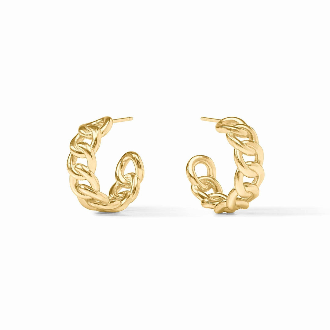 Gold-plated hoop earring with a sleek circular silhouette.