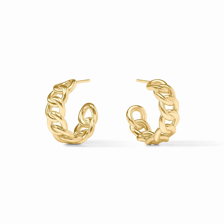 Gold-plated hoop earring with a sleek circular silhouette.