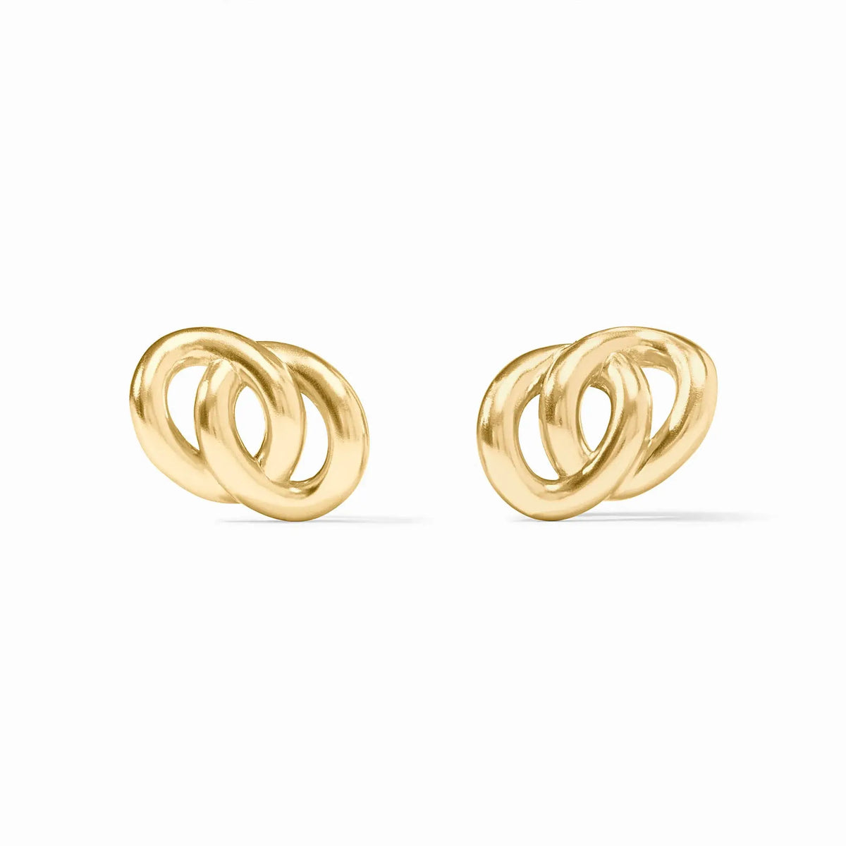 Gold plated stud earring with a link chain detail