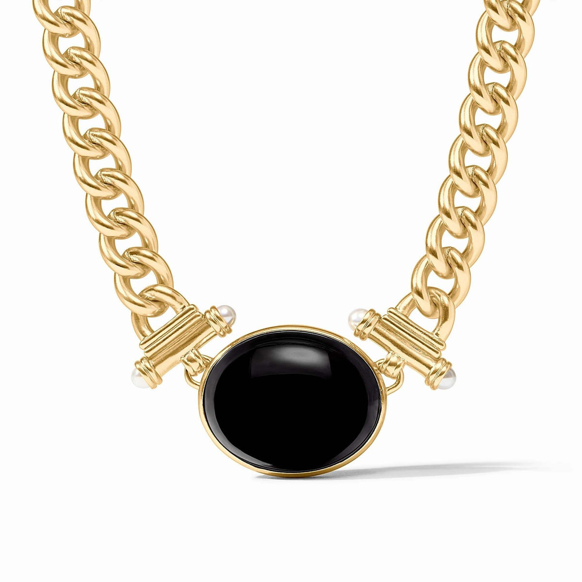 Obsidian black Dolce statement necklace with gold plate toggle clasp