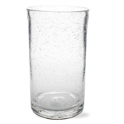 Clear glass tumbler with bubble texture pattern