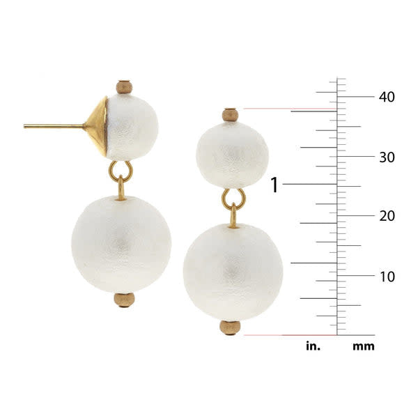 Gold Cab Cotton Pearl Earrings