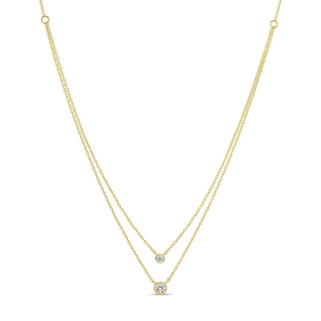 Double Layer Appeal Framed CZ Necklace