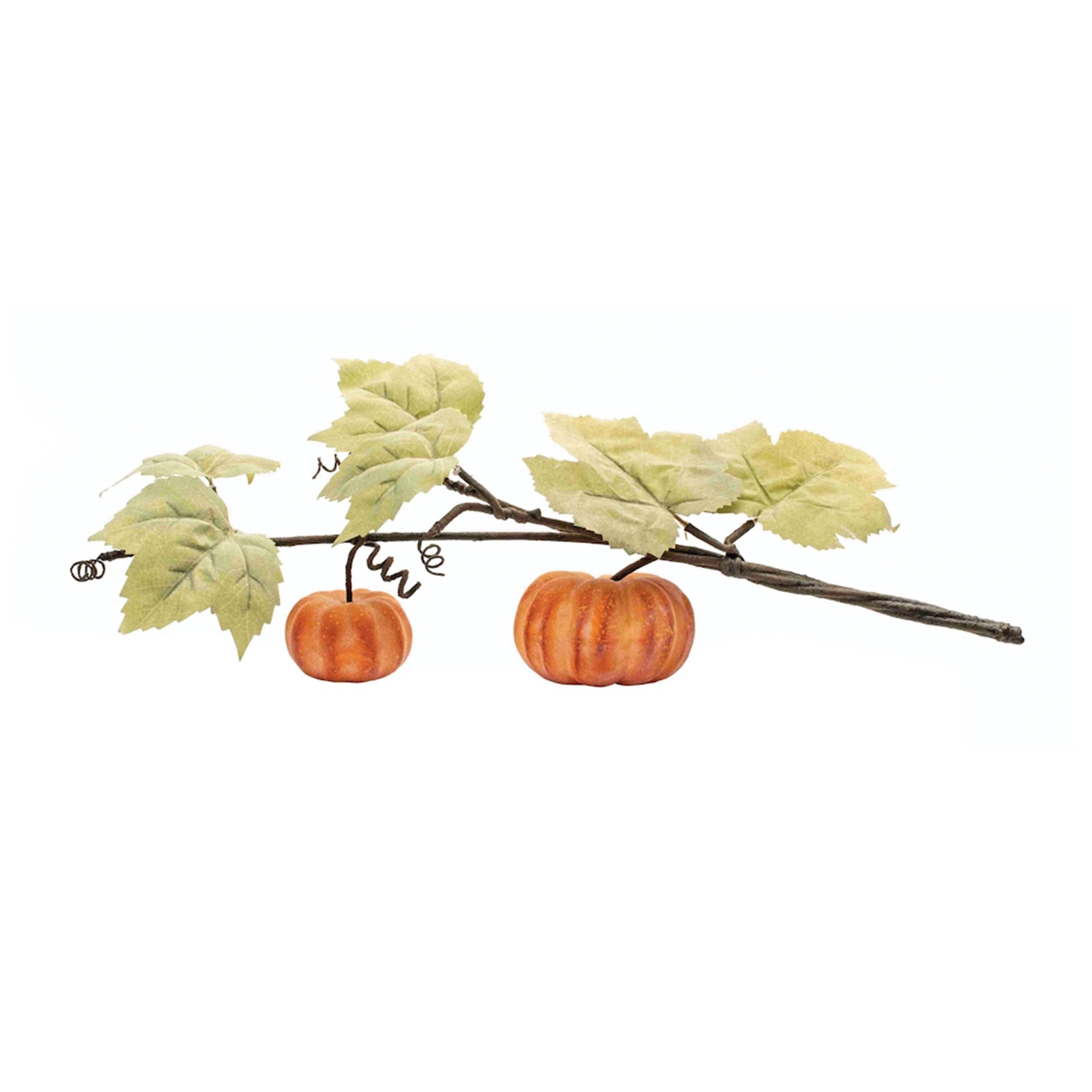 Double Pumpkin Vine with rustic orange polyester foam leaves, green accents, wire structure, and pumpkin shapes.