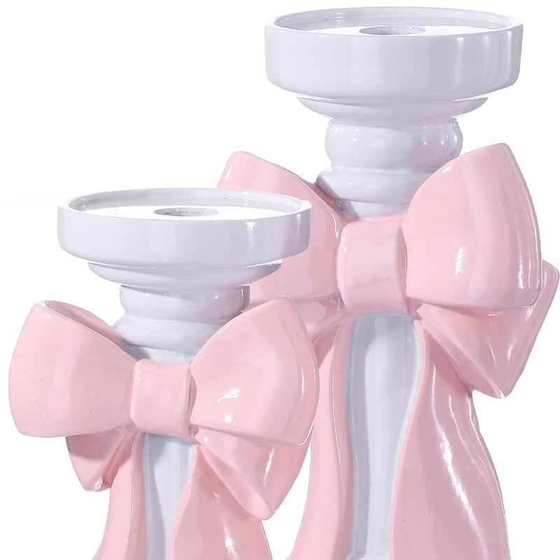 Resin bowtie candle holder with tapered candle slot