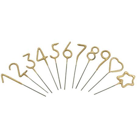 Mini gold sparkler cake topper with glittery finish