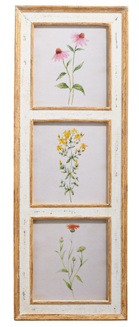 38-inch wooden framed wall art with botanical floral print on glass