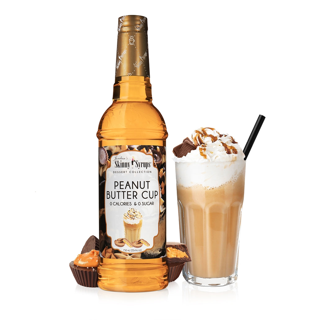 Bottle of sugar-free vanilla almond syrup with a white label.