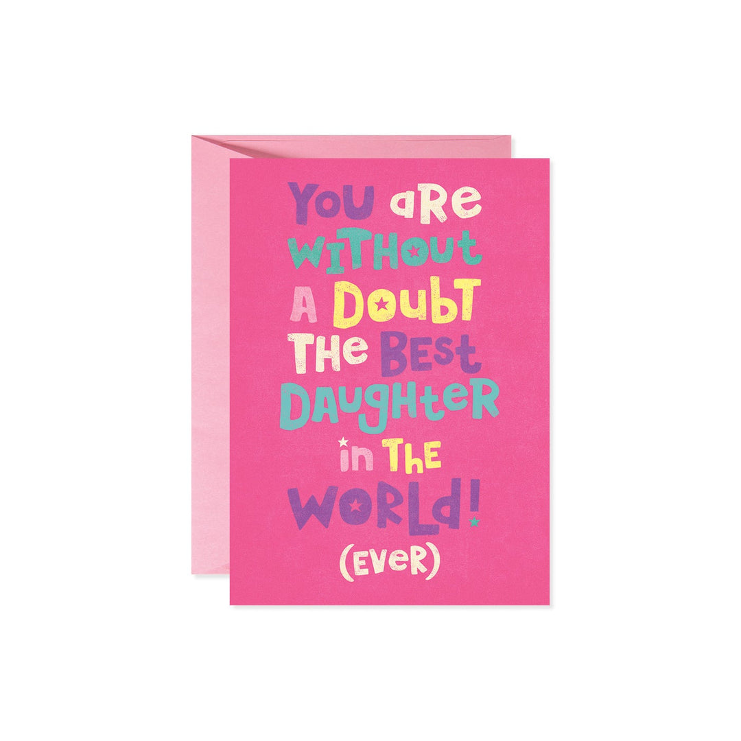 Happy Birthday card with clear holographic foil texture lettering on a celebratory background.