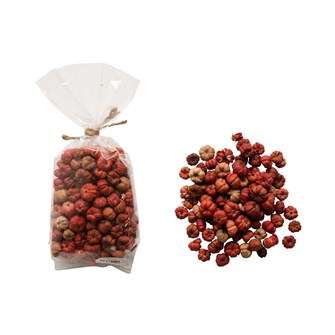 Bag containing seventy-five multi-colored dried small pumpkins measuring one-half inch round.
