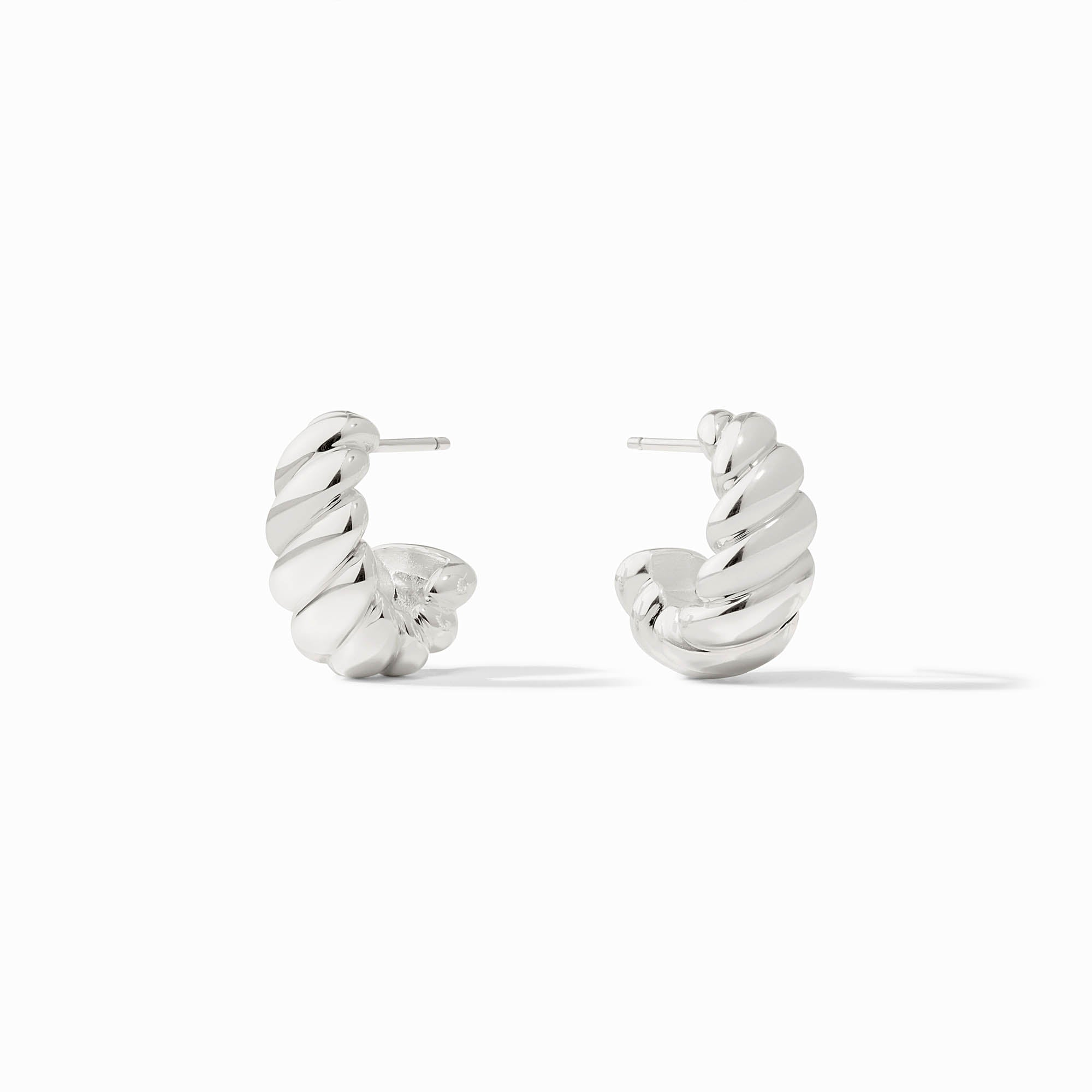 Pair of silver-plated Ravello Statement Hoops with a twisted, textured design and post backs.
