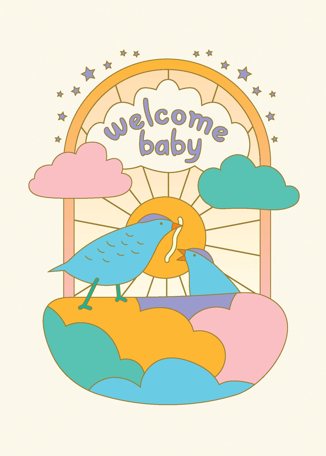 Tweetest Family Member greeting card featuring a colorful bird illustration on white paper.