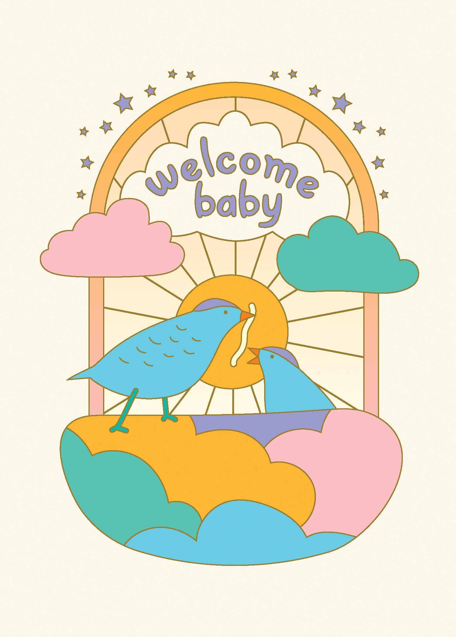 Tweetest Family Member greeting card featuring a colorful bird illustration on white paper.