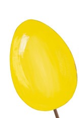 Yellow Easter egg decoration on a stick, glossy finish.