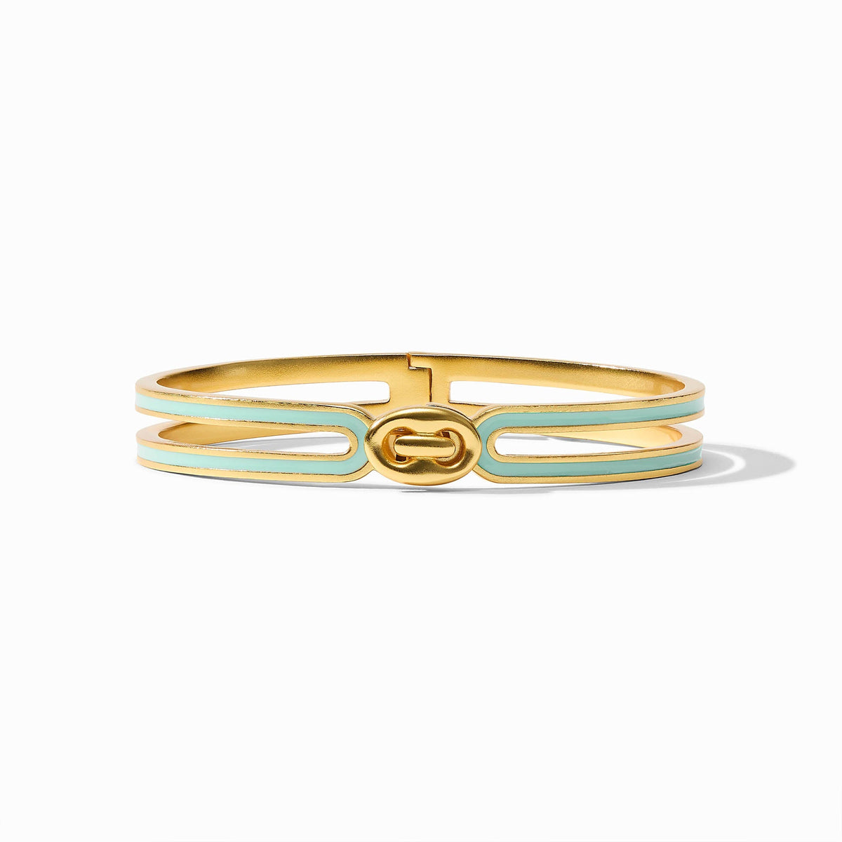 Laguna enamel hinge bangle in black with gold-tone hardware