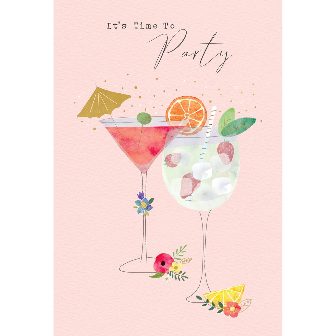 Birthday party drink cup with gold foil accents and glitter finish
