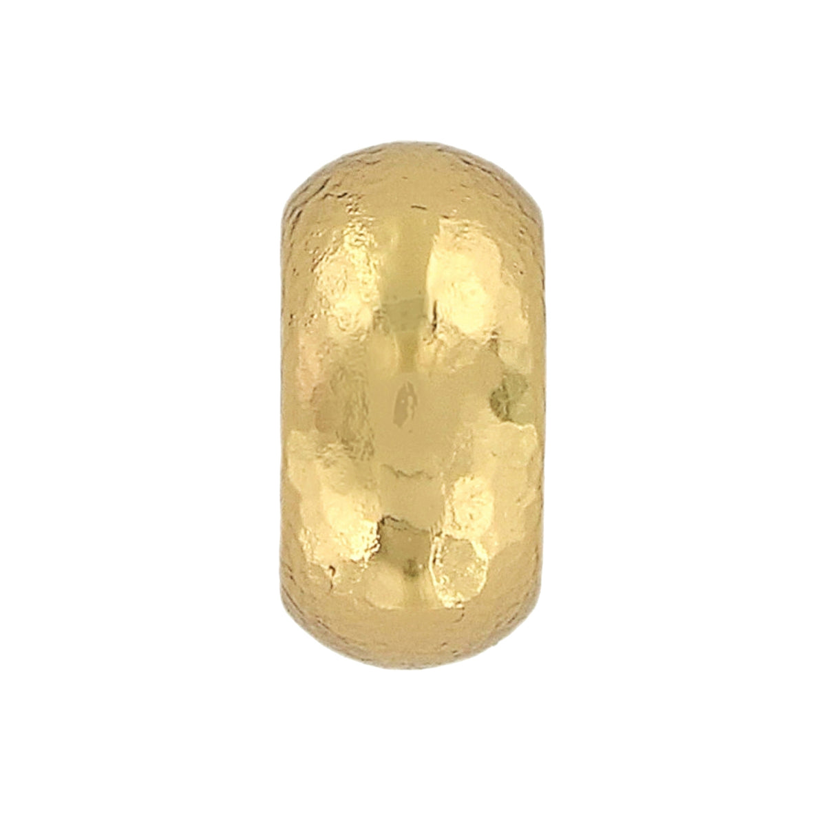 Gold plated stopper bead with a quarter-inch diameter in a round shape.