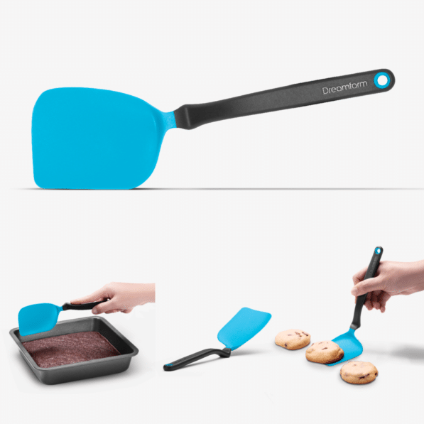 Mini Chopula flexible nylon cookie turner with angled handle and multicurved head.