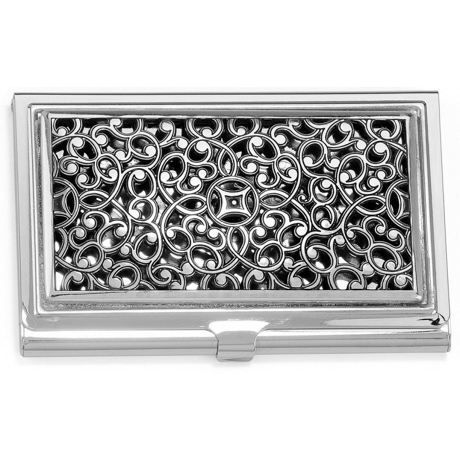 Silver plated Serendipity card case with pressure retractable closure