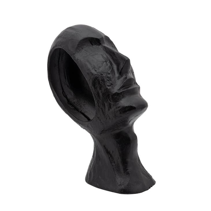 Black metal face deco with an 11-inch diameter featuring a solid silhouette.
