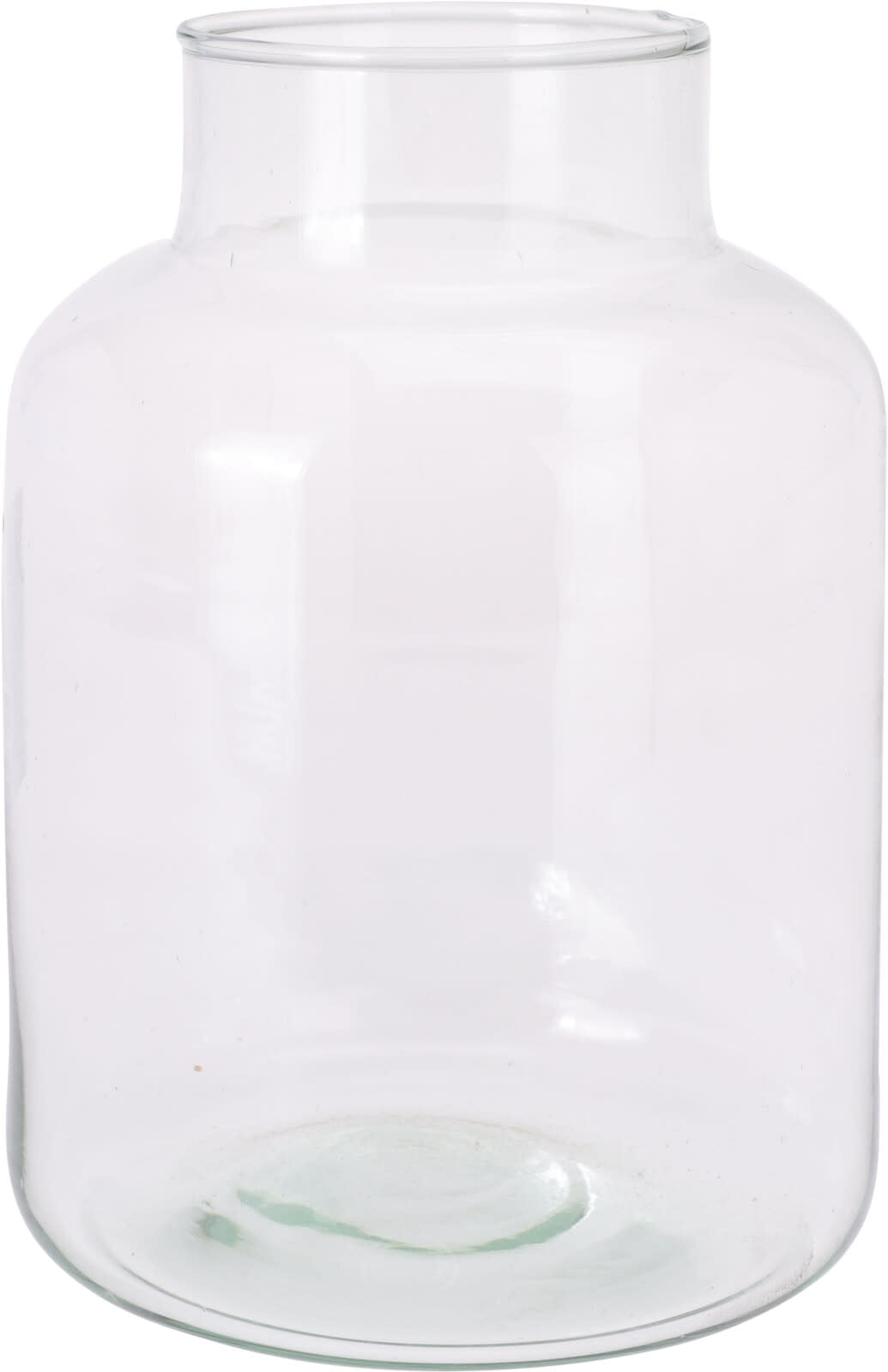 Recycled glass vase with a cylindrical shape in assorted colors.