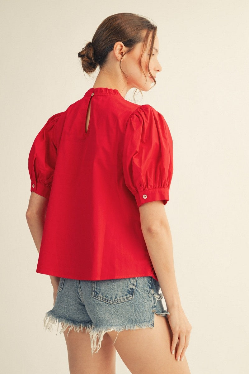 Callie Front Crochet Lace Contrast Solid Top