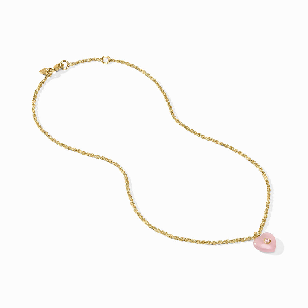 Heart Delicate Necklace Pink Quartz