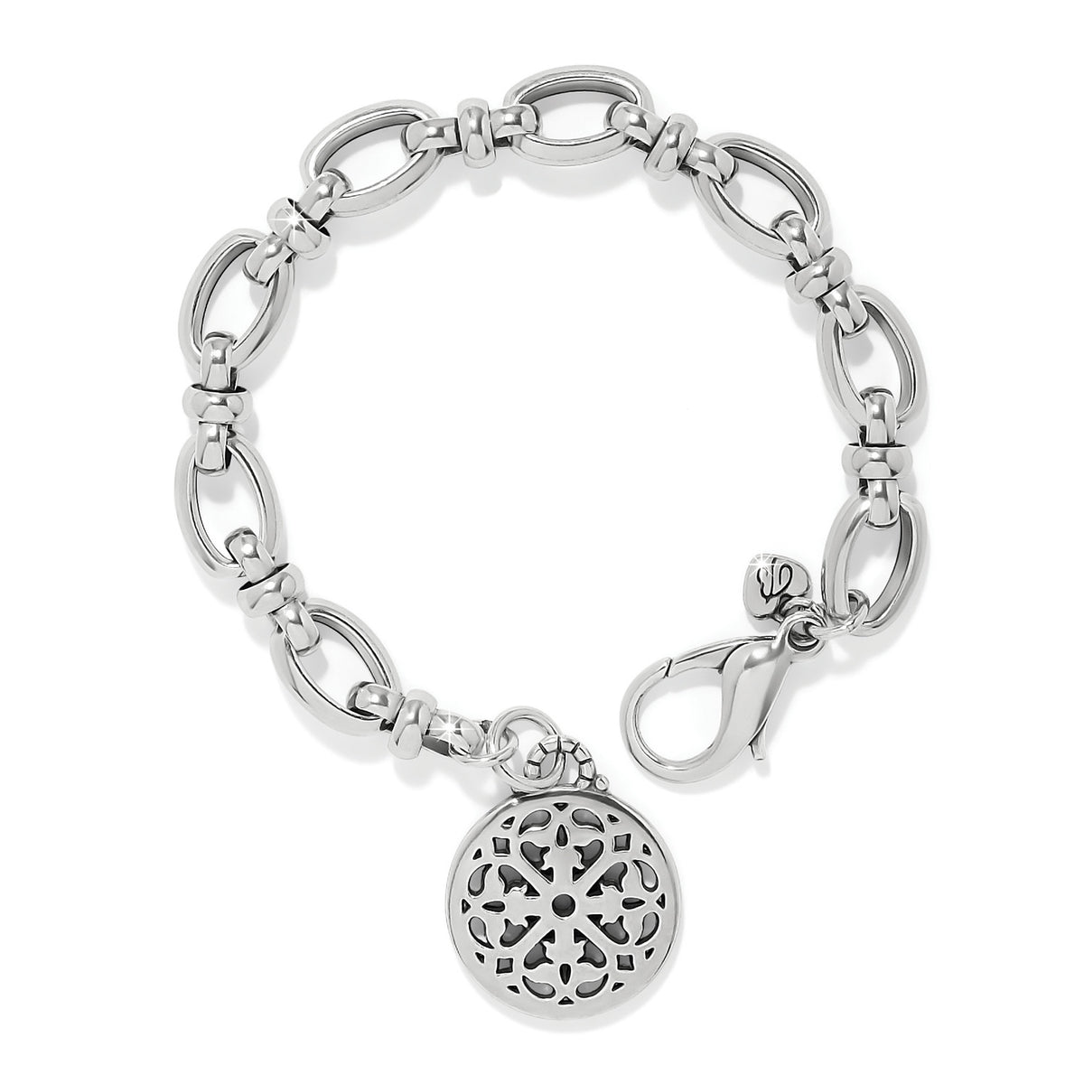 Silver-plated Ferrara Siena bracelet featuring fine quality crystals on an 8-inch chain with a lobster claw closure.
