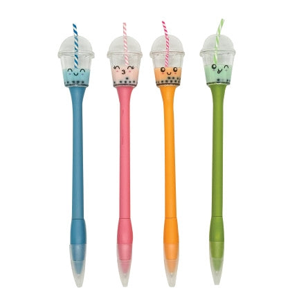 Black Boba Tea Pen with a pen-shaped body and boba tea-themed cap.
