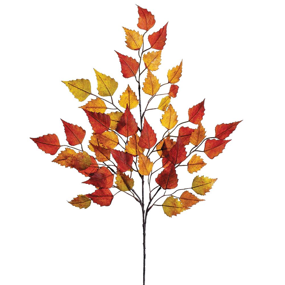 26-inch birch leaf spray with 50 autumn-colored leaves in shades of red, orange, and yellow.