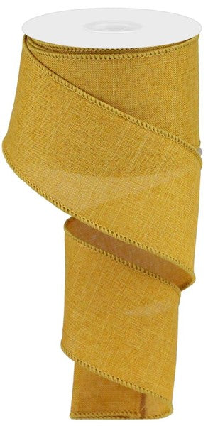 A roll of royal blue polyester burlap ribbon measuring 2.5 inches wide.