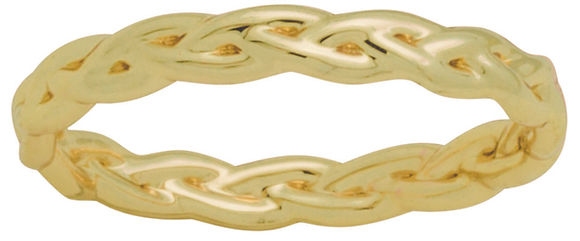Gold layered ring with braid texture featuring a split shank silhouette.