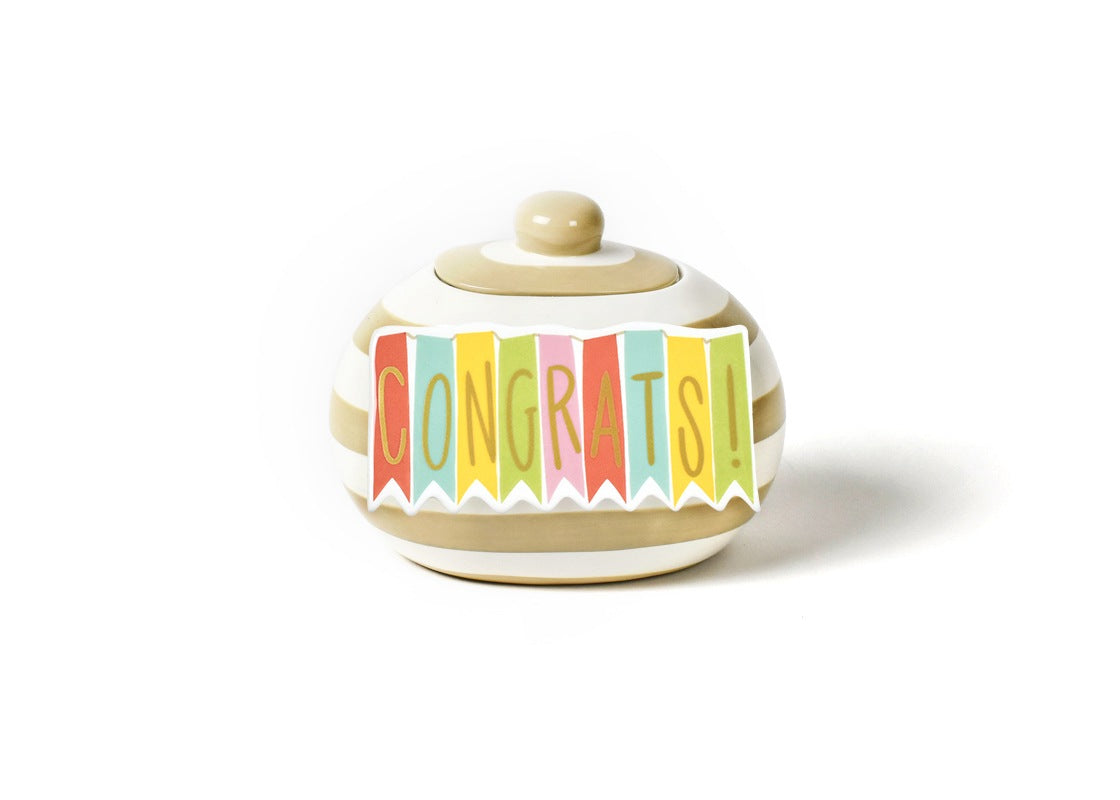 Ceramic Congrats Mini Attachment with hook-and-loop fastener in neutral tone