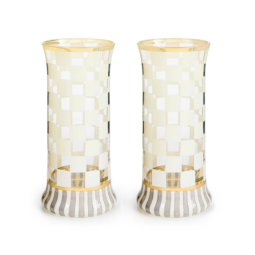 Hand-painted gold lustre highball glass with a classic cylindrical shape.