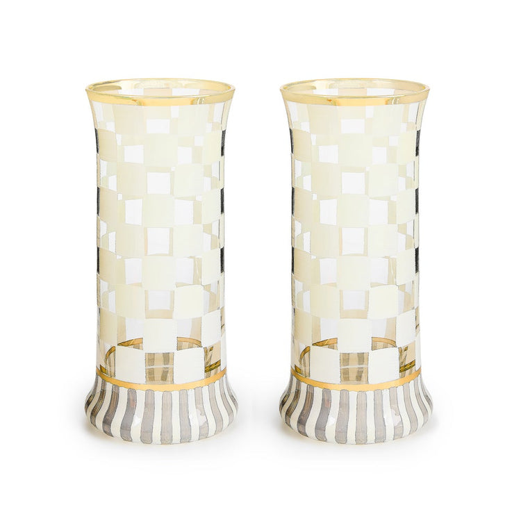 Hand-painted gold lustre highball glass with a classic cylindrical shape.