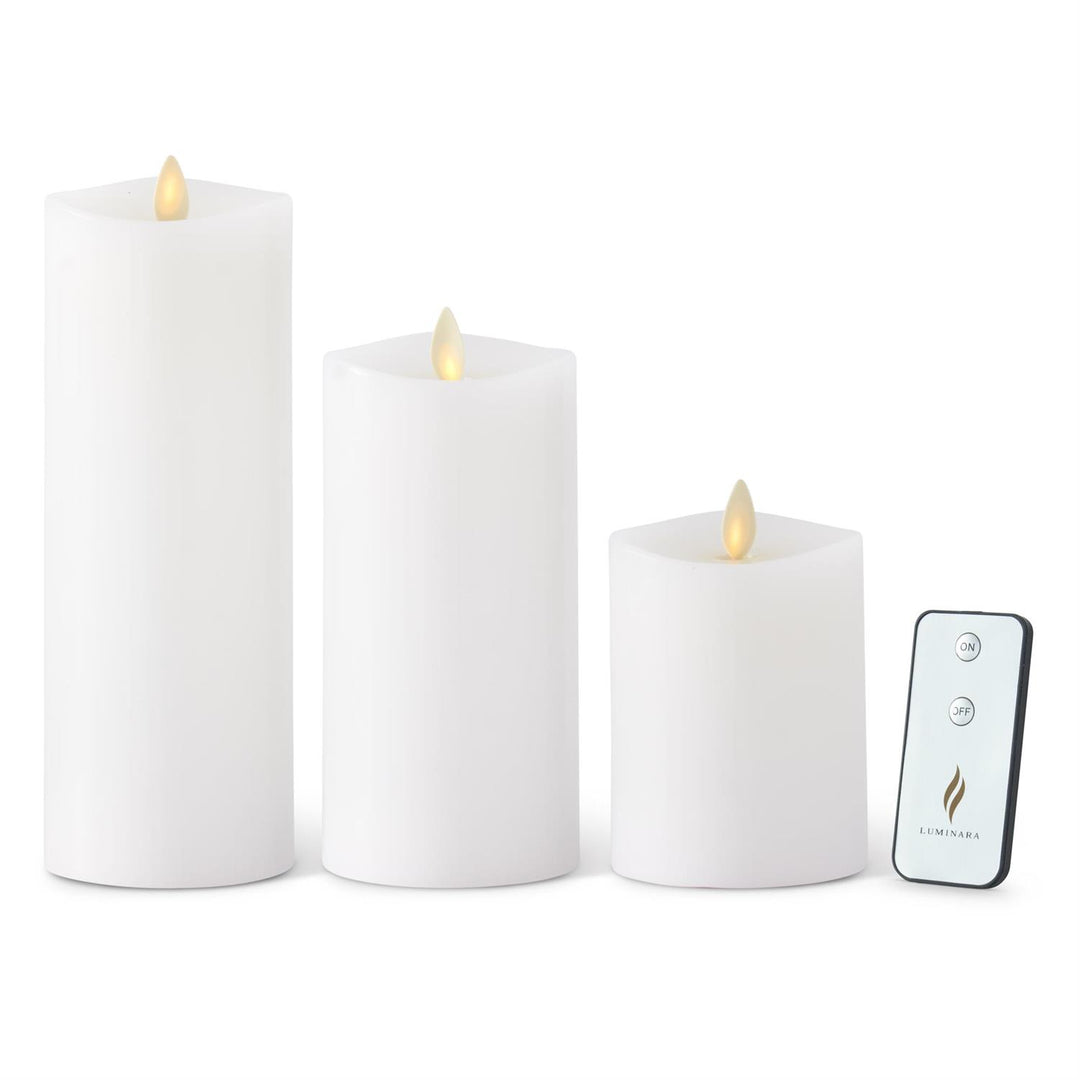 White Wax Luminara Medium Indoor Pillar Candles