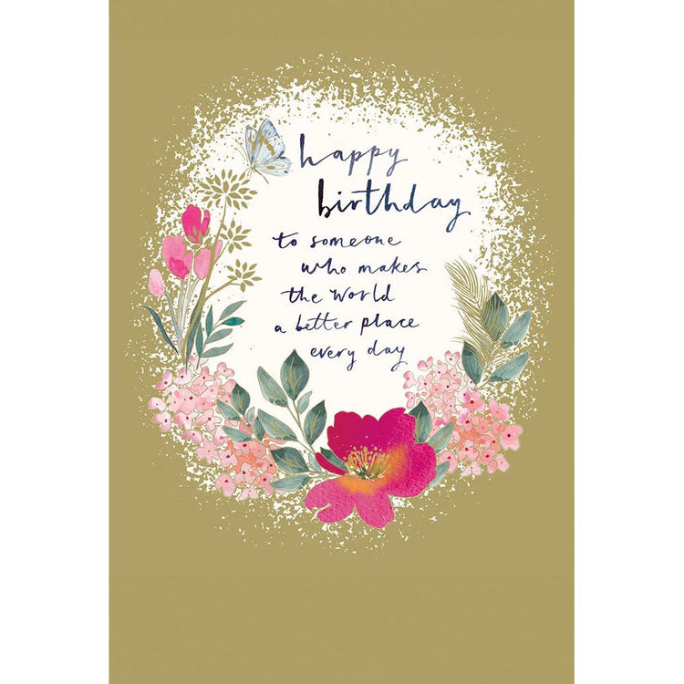 Birthday Cosmopolitan foil card with happy birthday message on front.