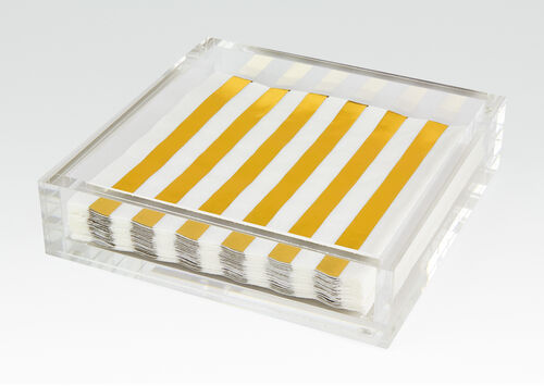 Acrylic luncheon napkin tray with a clear material finish.