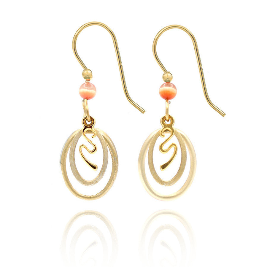 Gold Squiggle in Ovals Earrings