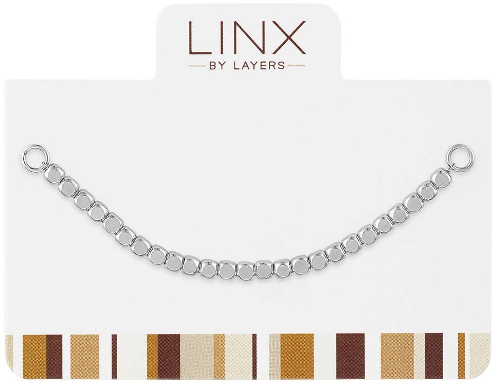 Silver Cube Beaded LINX Add-on chain with small square beads and circular end rings.