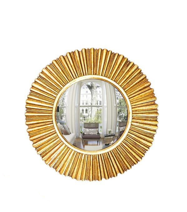 Gold convex wall mirror with intricate resin frame