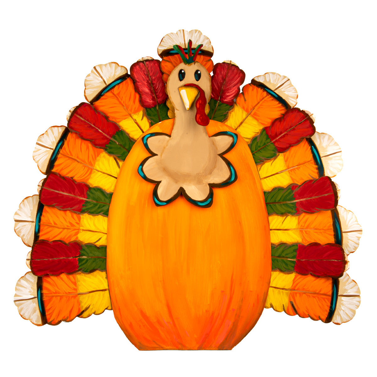 Artful Turkey Yard stake/easel in natural wood finish with a decorative turkey silhouette.