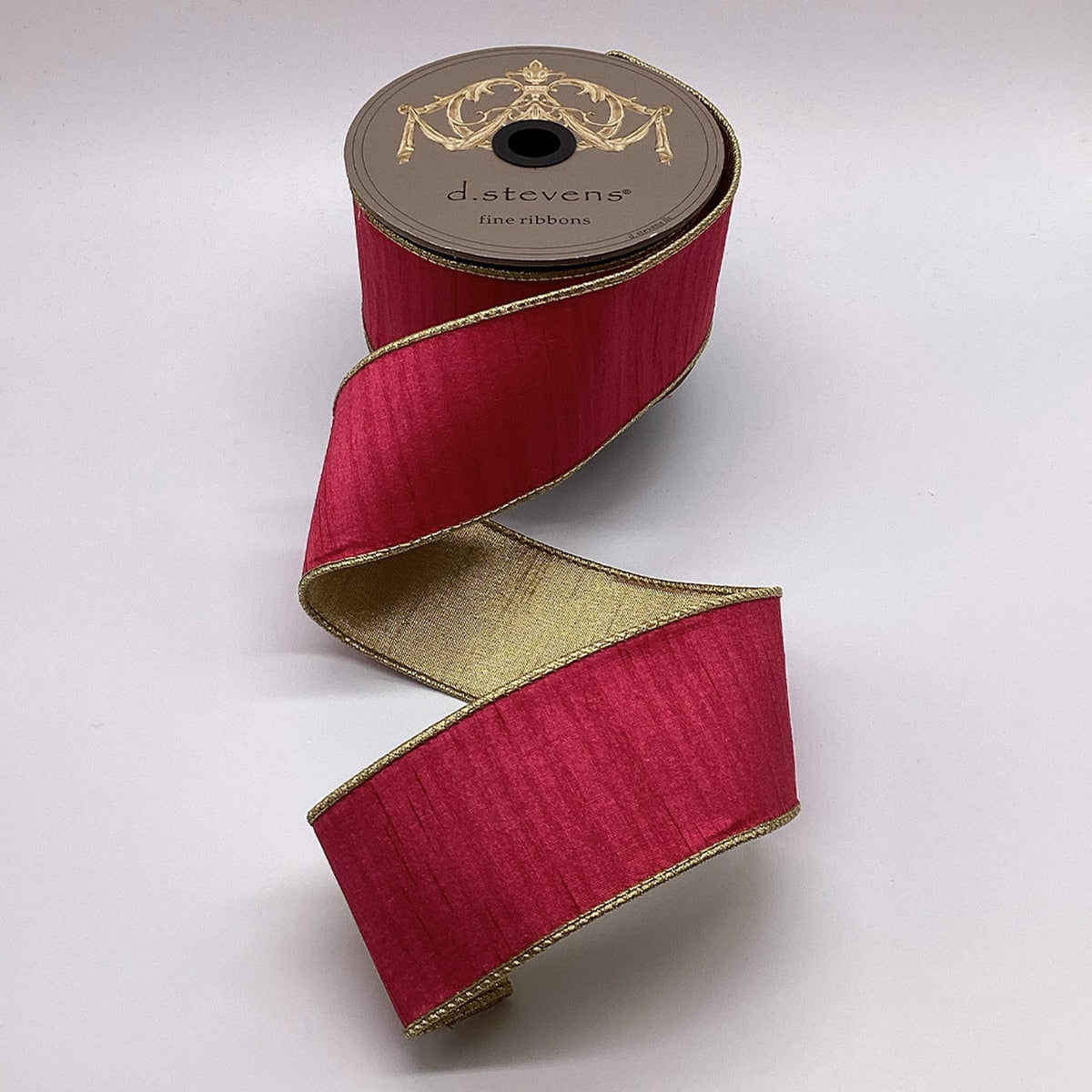 Slub Dupion ribbon with metallic gold back in a rich, elegant texture.